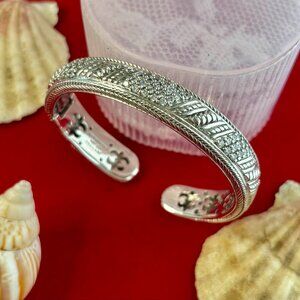 Judith Ripka pre-own CZ twisted design sterling silver cuff bracelet